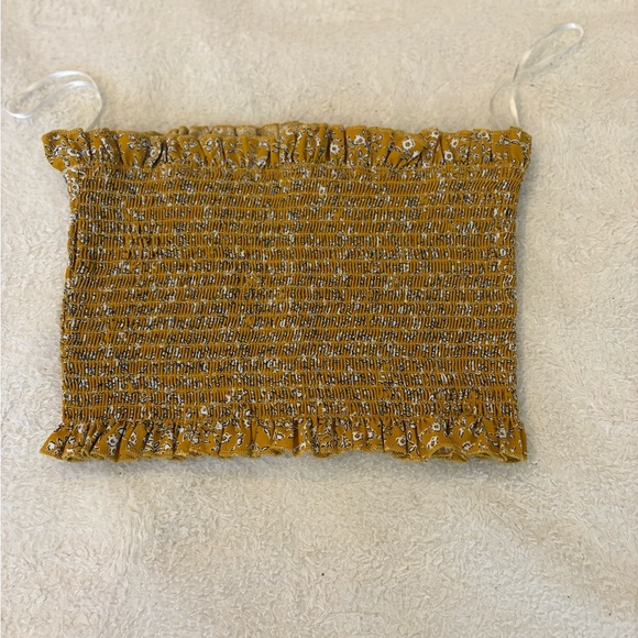 SHEIN Mustard Smocked Crop Top - Picture 1 of 2